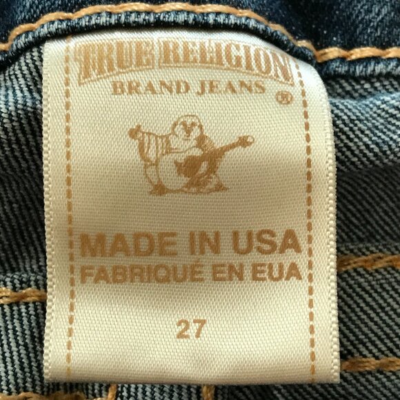 True Religion World Tour Skinny Jeans Women 27 Blue Mid Rise Flip Pocket Denim 1 - Picture 5 of 13